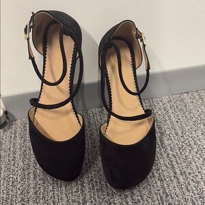 Elegant Shapen Orchid flats, black suede 38